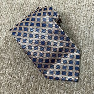 VTG Zignone Platinum Gray Yellow‎ Check Necktie 100% Poly 58x4 Old Money